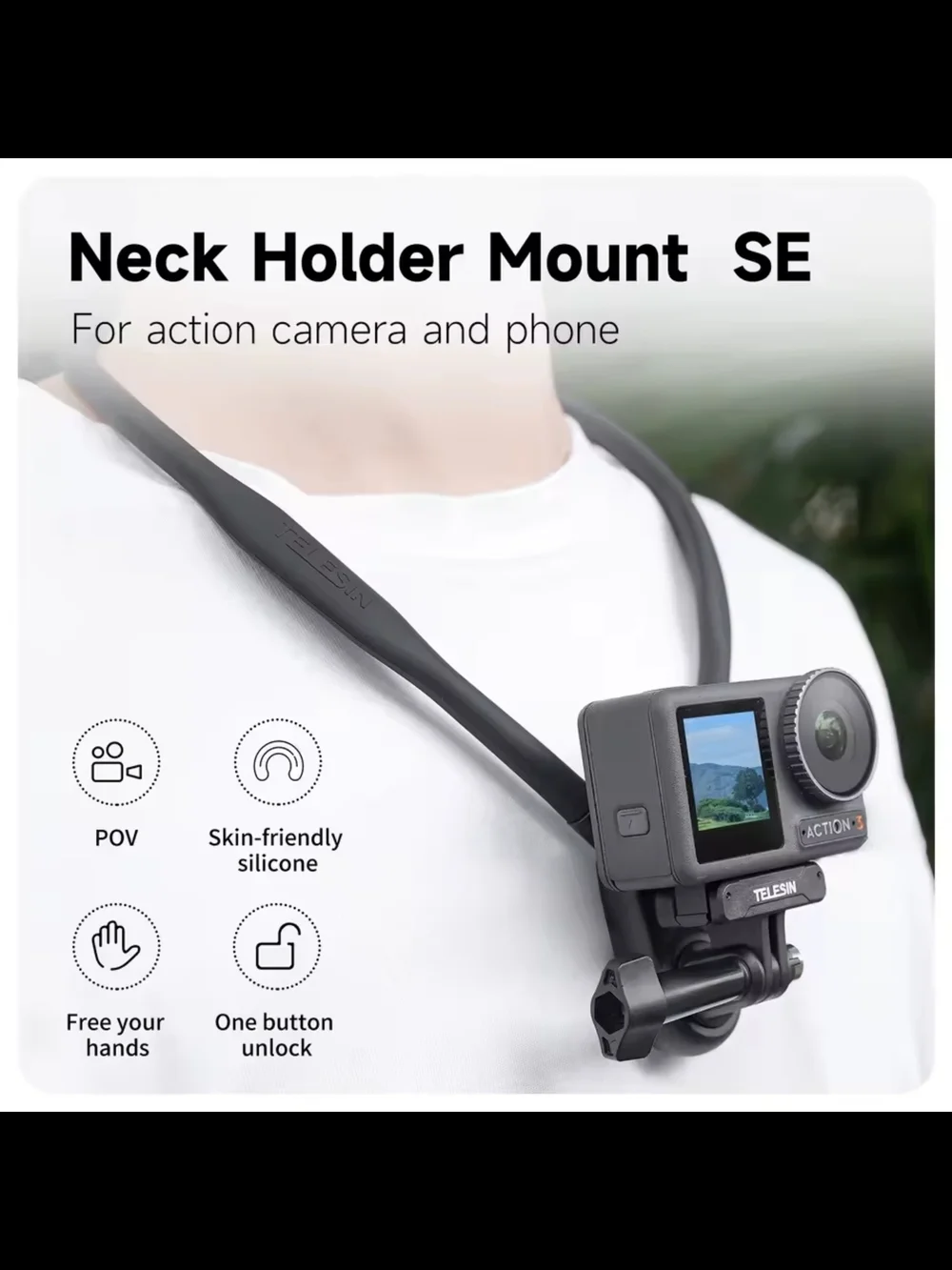 Black Neck Mount Holder for Action Cameras
